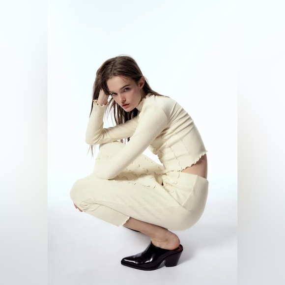 NWT ZARA SEAMED RIB High Rise Midi Skirt‎ with Elastic Waistband 6050/813 Size S - Picture 3 of 16